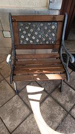 Sedia in legno e ferro battuto