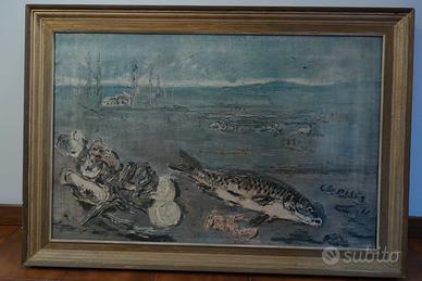 Quadro di De Pisis Natura morta con pesce