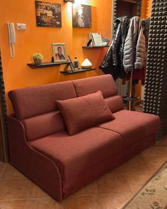 DIVANO LETTO IN TESSUTO BORDEAUX - TRATTABILE