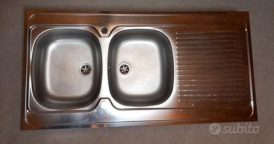 Lavello cucina 2 vasche reversibile in acciaio