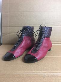 Scarpe Chanel sample bordeaux con lacci