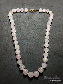 Collana quarzo rosa Vintage Made in Italy
