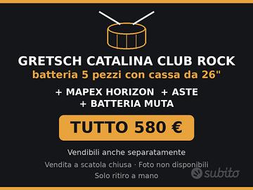 Batteria Gretsch, Mapex, aste e batteria muta