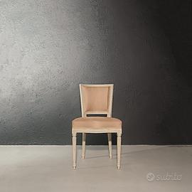 Sedia stile Luigi XVI Bianca Tessuto Rosa Antico
