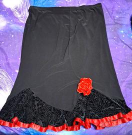 Gonna nera ROSA THEA ricamo floreale Mis. L Usata