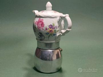 Caffettiera Vintage Ceramica e Alluminio x 6 tazze