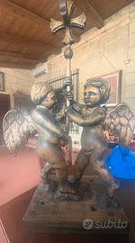 Coppia di angeli in legno metà 800