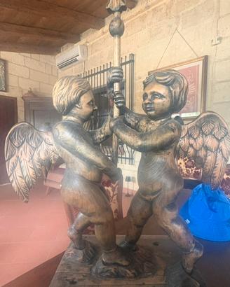 Coppia di angeli in legno metà 800