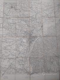 Antica cartina geografica antica Torino e dintorni