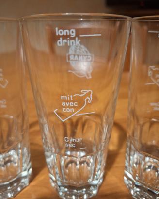 6 bicchieri cynar vintage pubblicitari anni 70