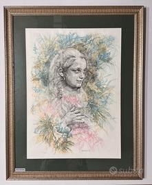 Quadro litografia Renzo Vespignani giovane