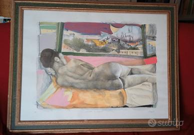 Ugo Attardi, grande litografia con cornice