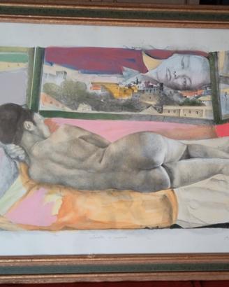 Ugo Attardi, grande litografia con cornice