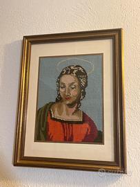 Quadro con ricamo fatto a mano con cornice