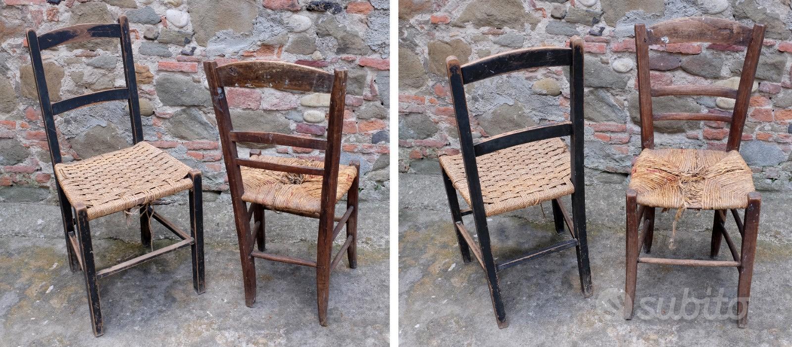 2 sedie vintage legno rustiche impagliate '50 - Collezionismo In vendita a  Firenze