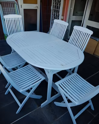 TAVOLO DA  TERRAZZO GIARDINO E SEDIE IN LEGNO 