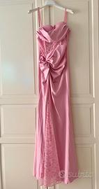Abito lungo rosa finto spacco pizzo 44
