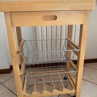 Carrellino in legno con cassetto e cestelli