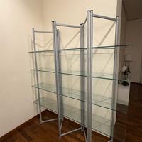 Scaffale soggiorno in alluminio e vetro