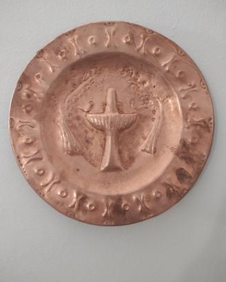 piatto di rame sbalzato vintage 31 cm 