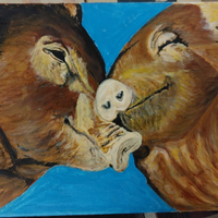Dipinto su tela Maialini Love cuccioli