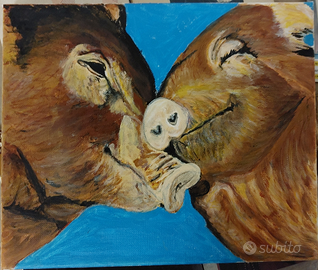Dipinto su tela Maialini Love cuccioli