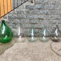 5 damigiane in vetro vintage