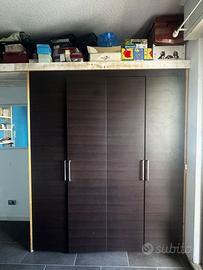 Letto Scrivania Libreria e Armadio con soppalco