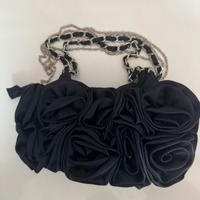 Borsa elegante blu scuro con motivo a rose