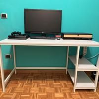 Scrivania bianca con ripiani - Tavolo Studio