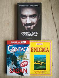 Tris libri thriller/azione Cussler-Sagan-Mankell