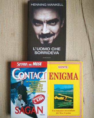 Tris libri thriller/azione Cussler-Sagan-Mankell