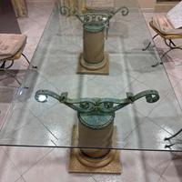 Tavolo in vetro e ferro battuto compreso 6 sedie