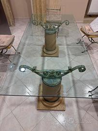 Tavolo in vetro e ferro battuto compreso 6 sedie