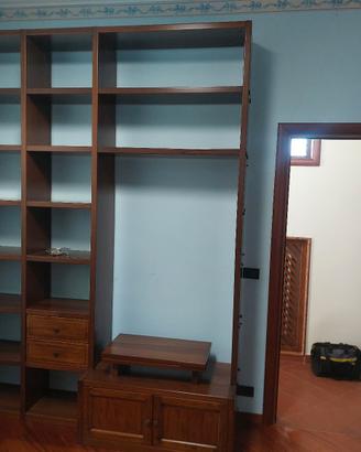 libreria con vetrinetta in legno massello