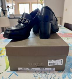 Mocassini con tacco in Vera Pelle