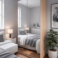 Armadio con ante a specchio e cassettiera nuovo