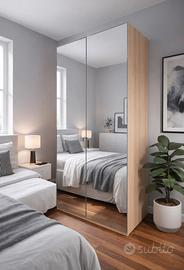 Armadio con ante a specchio e cassettiera nuovo