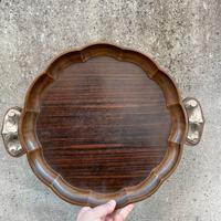 Antico vassoio deco argento fascio littorio legno