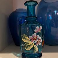 Vaso azzurro vetro con pittura