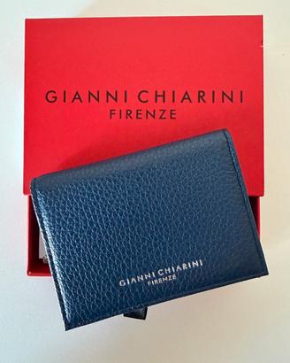 Porta carte Gianni chiarini, pelle martellata, blu