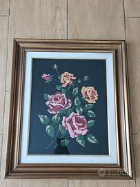 Quadro fatto a mano punto croce rose