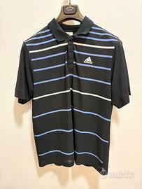 Adidas polo righe nero blu L uomo