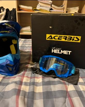 Casco moto acerbis con maschera per gli occhi
