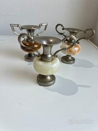 Piccoli vasi vintage in marmo e ottone