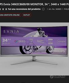 MONITOR gaming Philips OLED  34" nuovo 34M2C8600