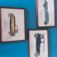 3 stampe automobili d’epoca inquadrate