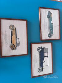 3 stampe automobili d’epoca inquadrate
