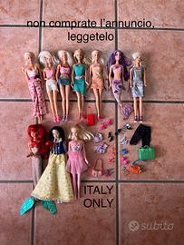 lotto barbie con biancaneve e ariel + accessori