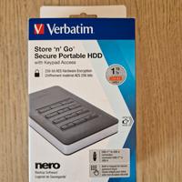 Hard Disk Verbatim 1Tb usb 3.1 con Keypad Access